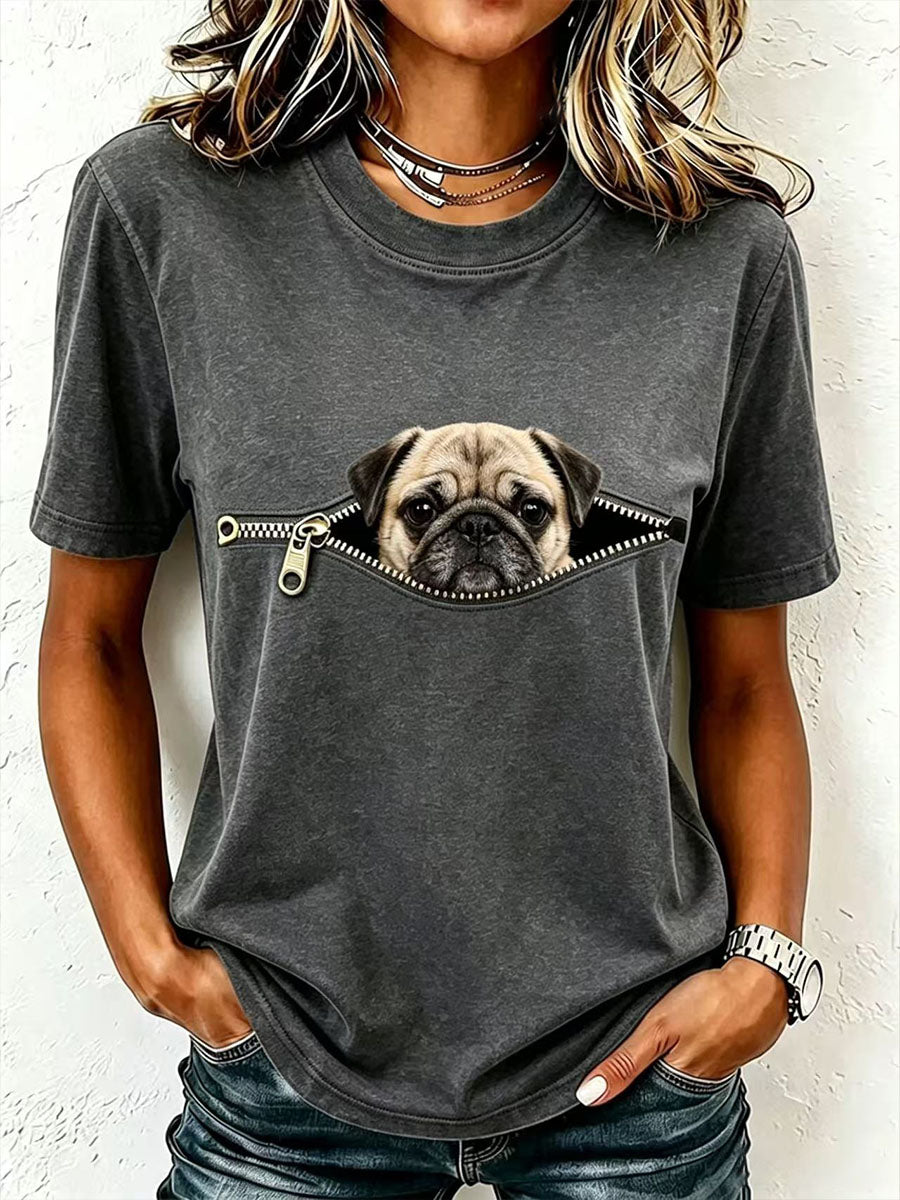 T-shirt adorable pour femmes avec carlin