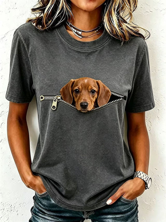 T-shirt adorable pour femme à l’effigie d’un teckel
