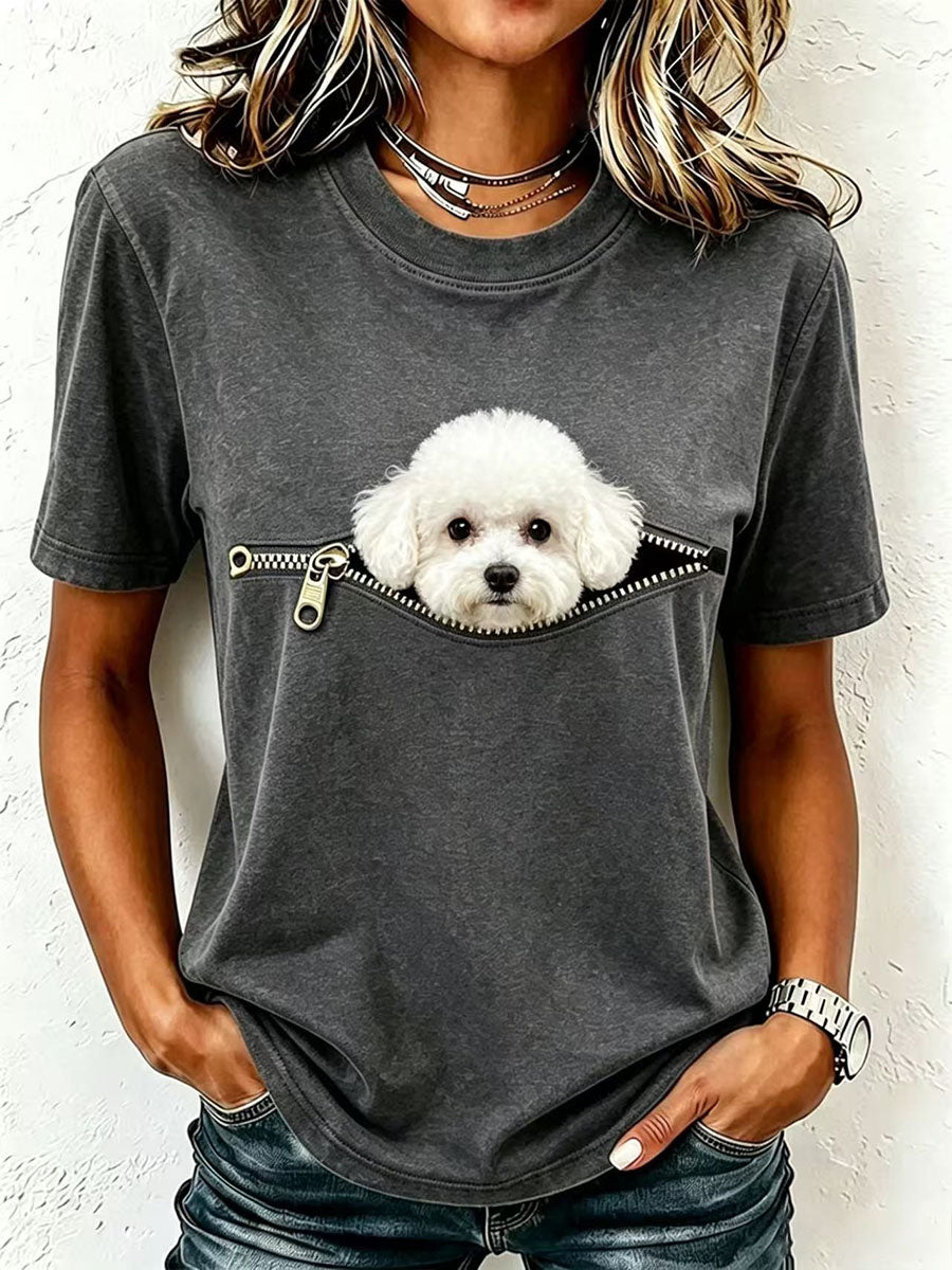 T-shirt adorable pour femmes avec motif caniche