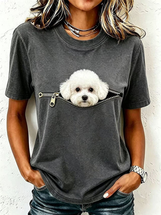 T-shirt adorable pour femmes avec motif caniche