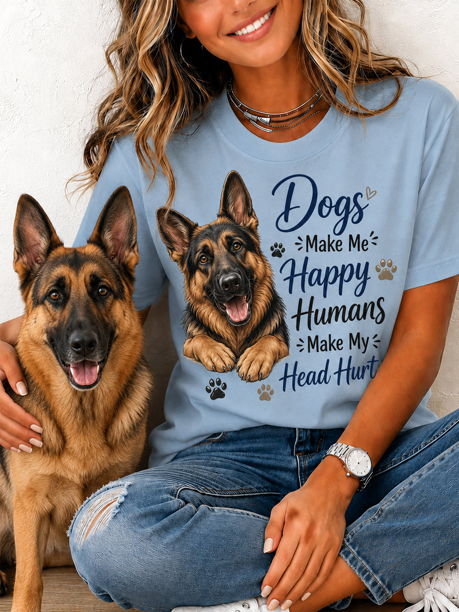 Les chiens drôles des femmes Me font des humains heureux font ma tête mal impression cadeau pour les amoureux des animaux de compagnie Tee Casual