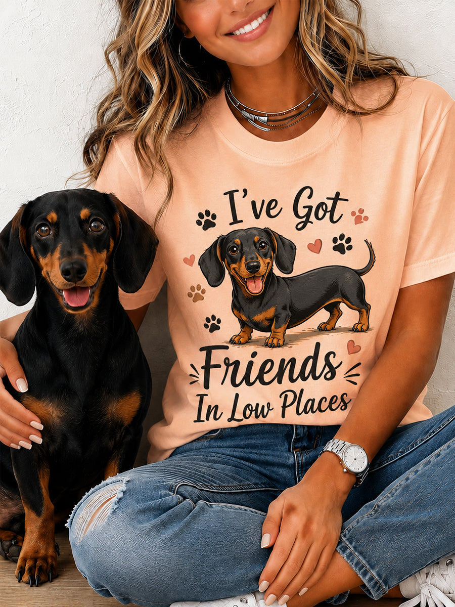 Drôle de femmes que j'ai des amis en bas Places impression cadeau pour les amoureux des animaux de compagnie Casual Tee