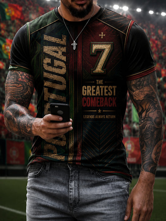 T-shirt graphique de légende du football portugais pour hommes