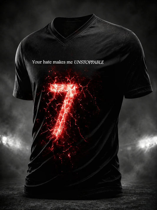 T-shirt à col en V pour hommes, motif dédié à la légende du football portugais