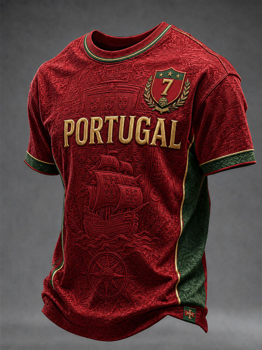 T-shirt à manches courtes de football pour hommes, Portugal