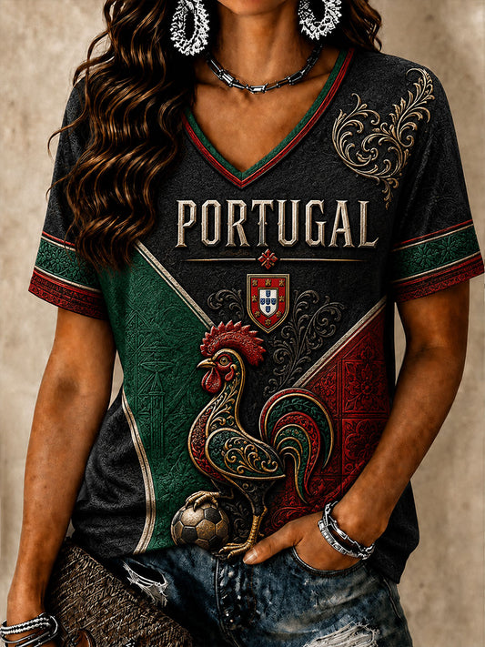 T-shirt manches courtes Portugal Football Femme