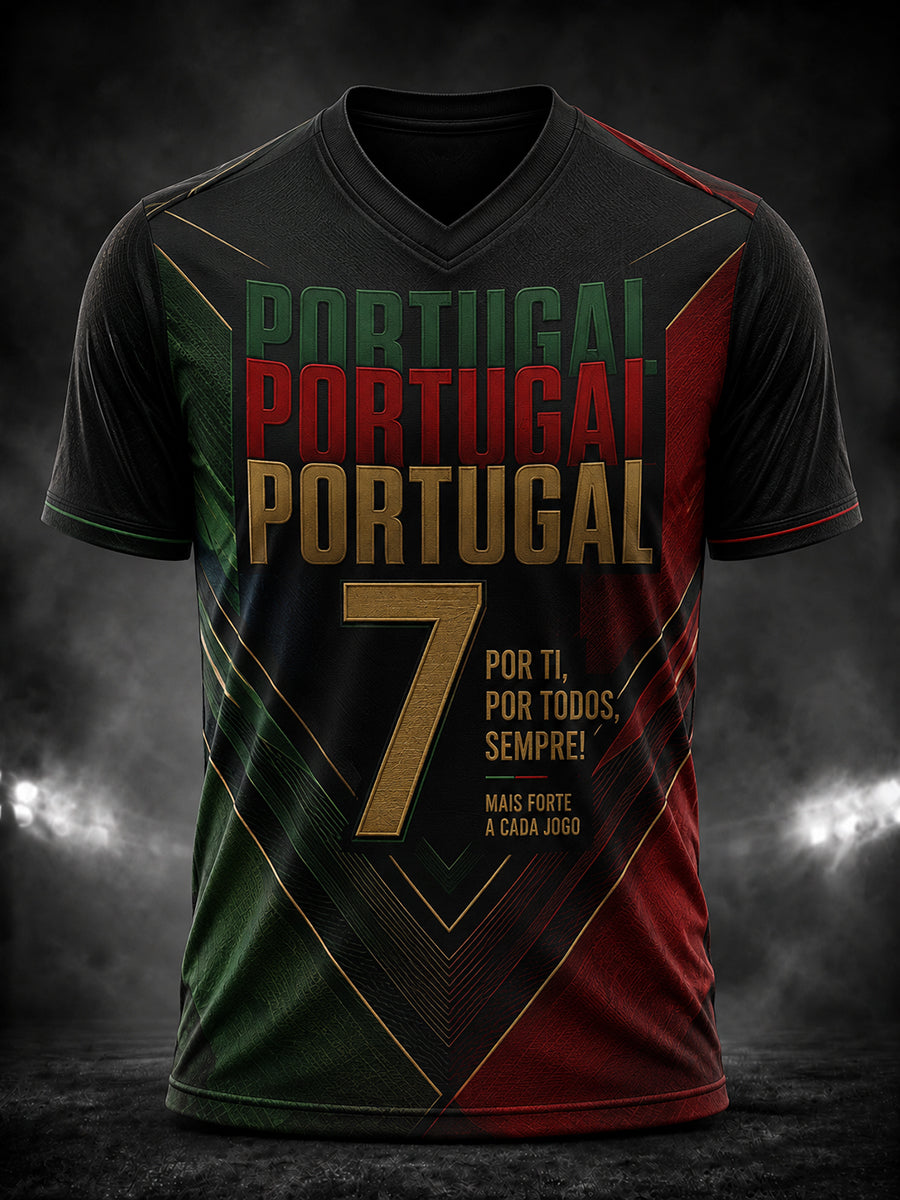 T-shirt à col en V Portugal Football Legend pour homme