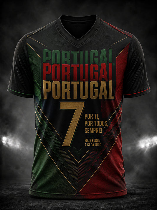 T-shirt à col en V Portugal Football Legend pour homme