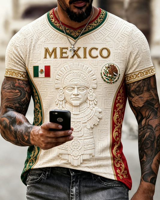 Soutien mexicain de football pour hommes en relief traditionnel Totem Art Print T-Shirt