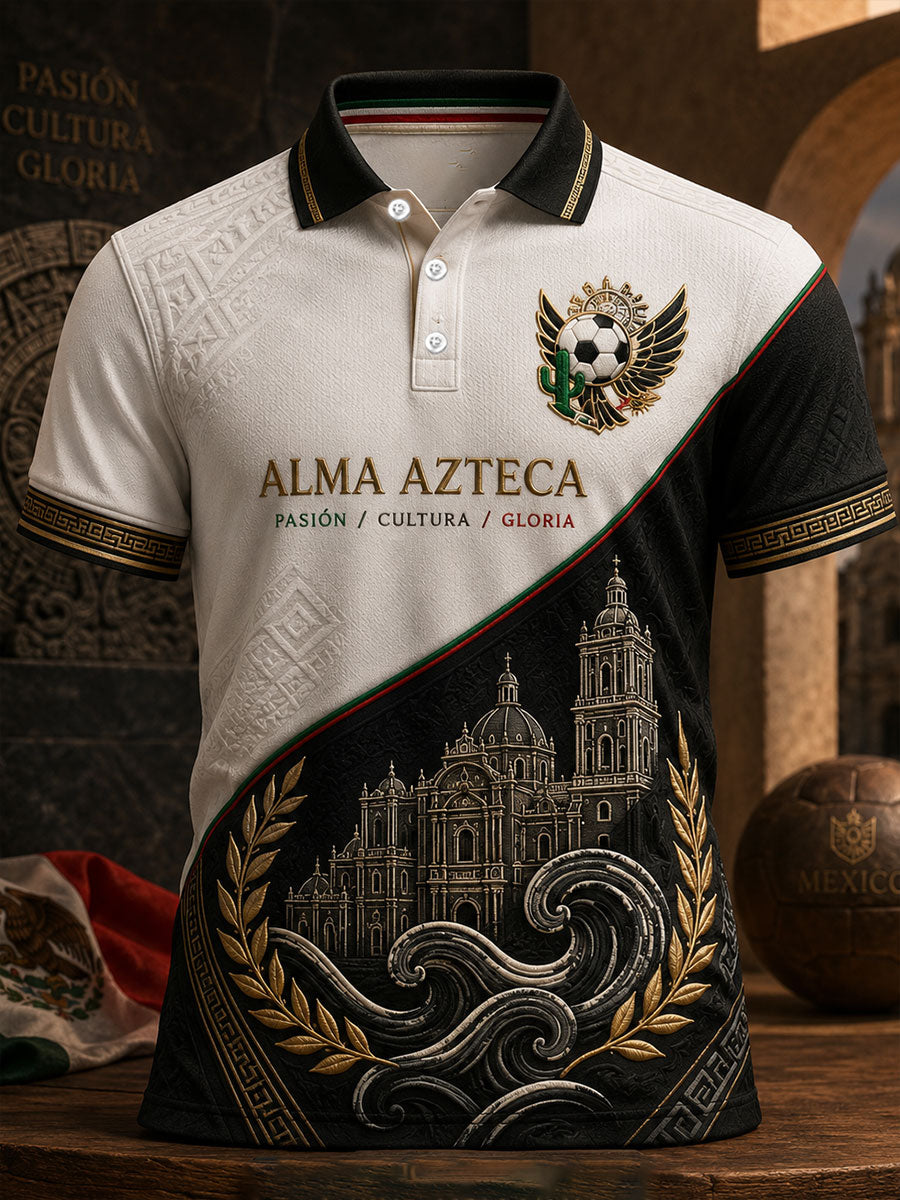 Haut décontracté pour hommes imprimé motif football mexicain