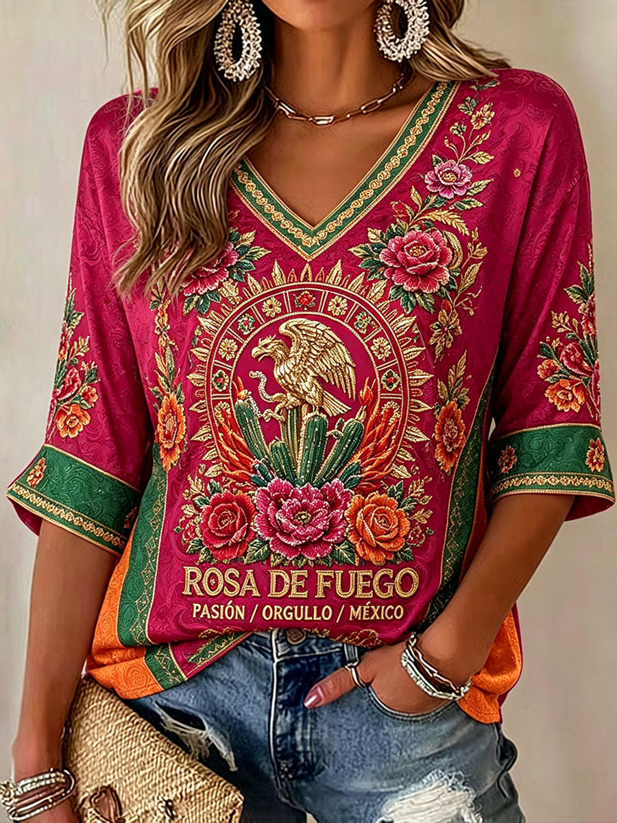 T-shirt imprimé pour femmes, motif football mexicain