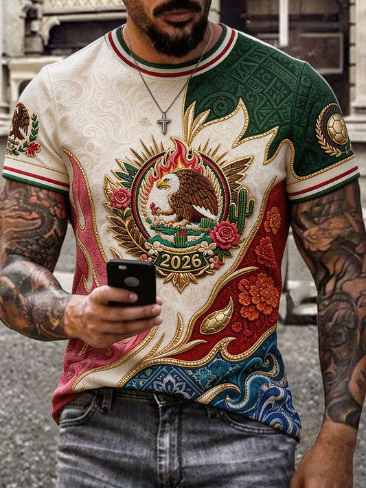 T-shirt imprimé pour passionnés de football, modèle Mexique, pour homme