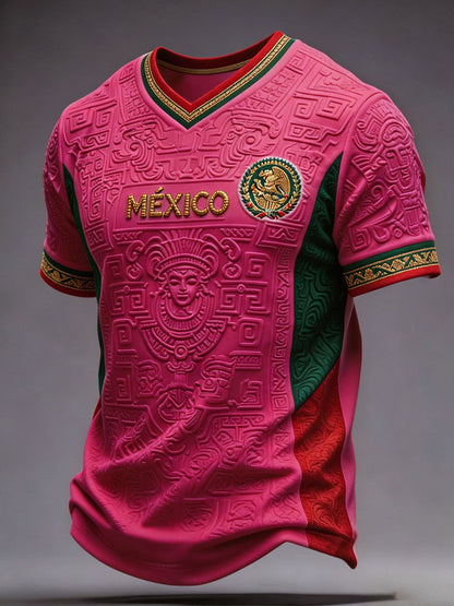 T-shirt imprimé pour passionnés de football, modèle Mexique, pour homme