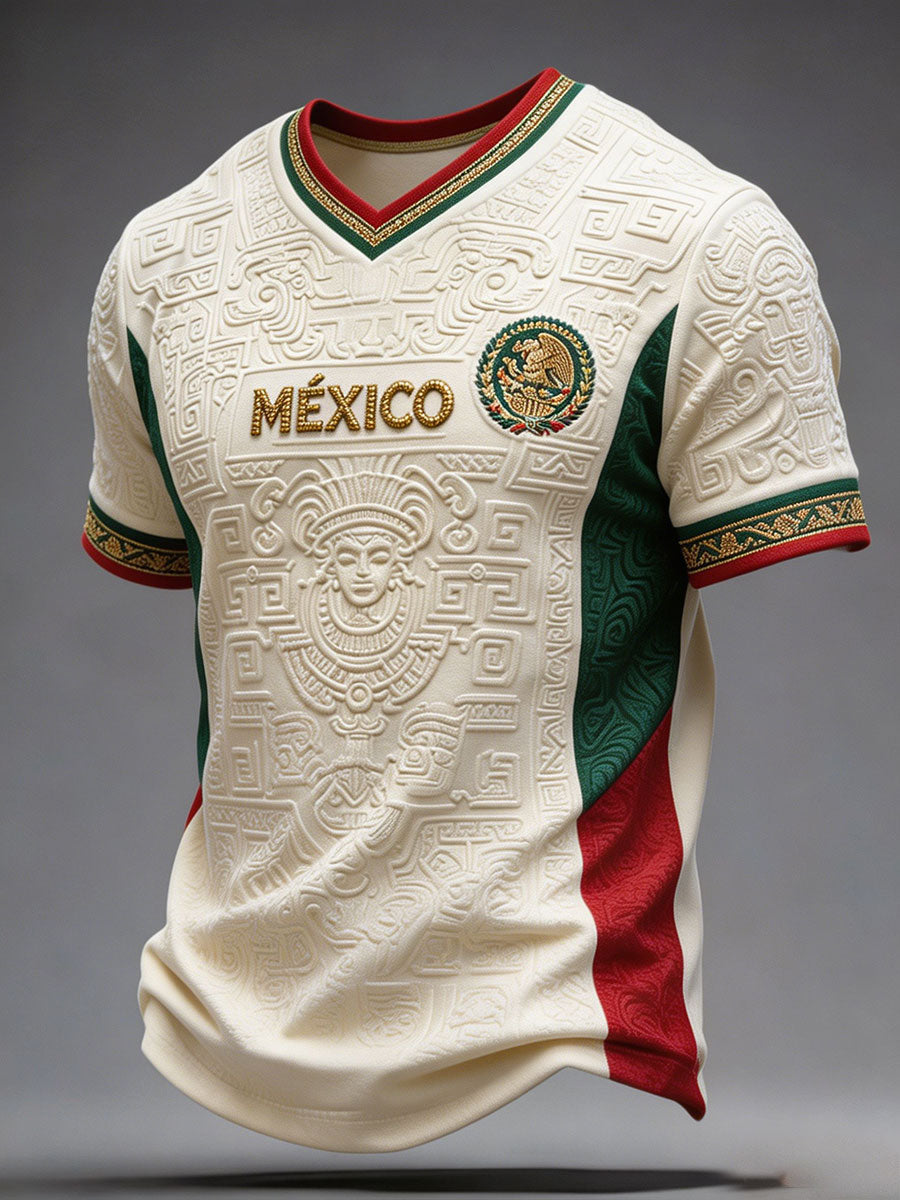 T-shirt imprimé pour passionnés de football, modèle Mexique, pour homme