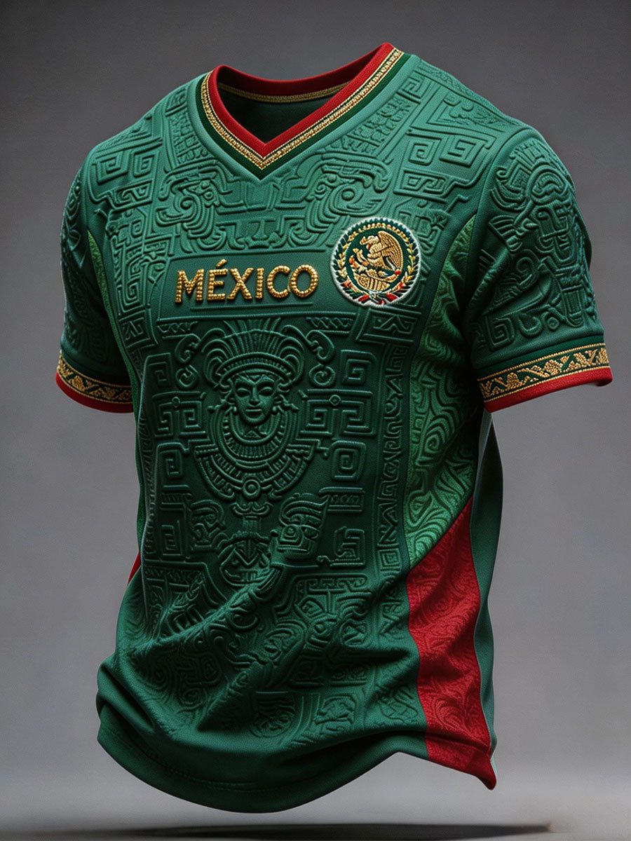 T-shirt imprimé pour passionnés de football, modèle Mexique, pour homme