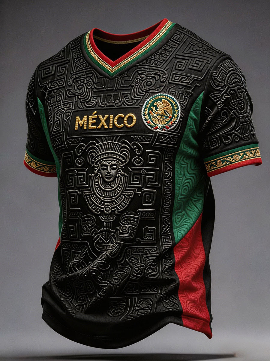 T-shirt imprimé pour passionnés de football, modèle Mexique, pour homme