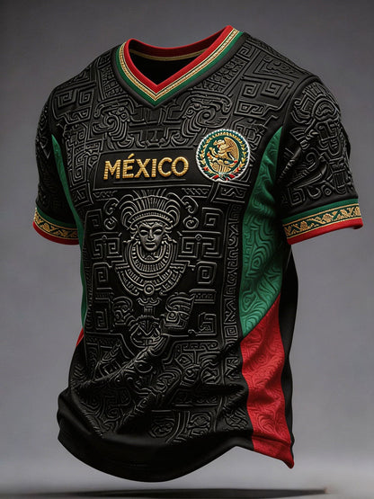 T-shirt imprimé pour passionnés de football, modèle Mexique, pour homme