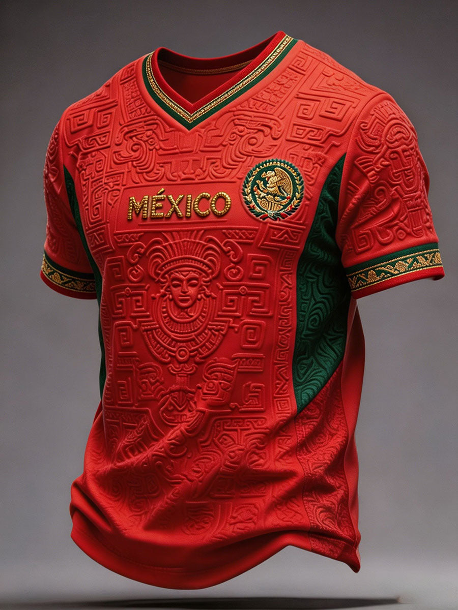 T-shirt imprimé pour passionnés de football, modèle Mexique, pour homme