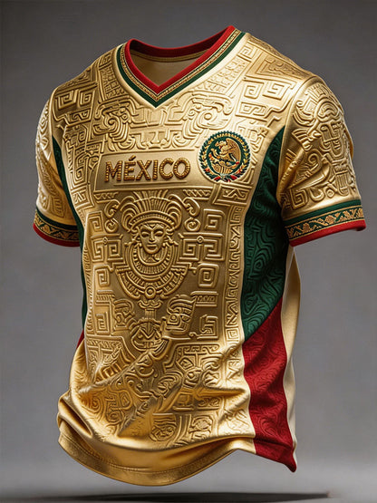 T-shirt imprimé pour passionnés de football, modèle Mexique, pour homme