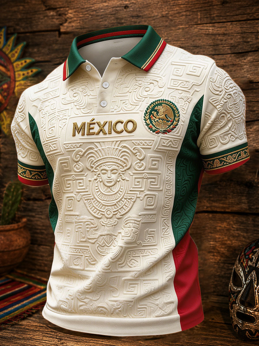Haut décontracté pour hommes imprimé motif football mexicain