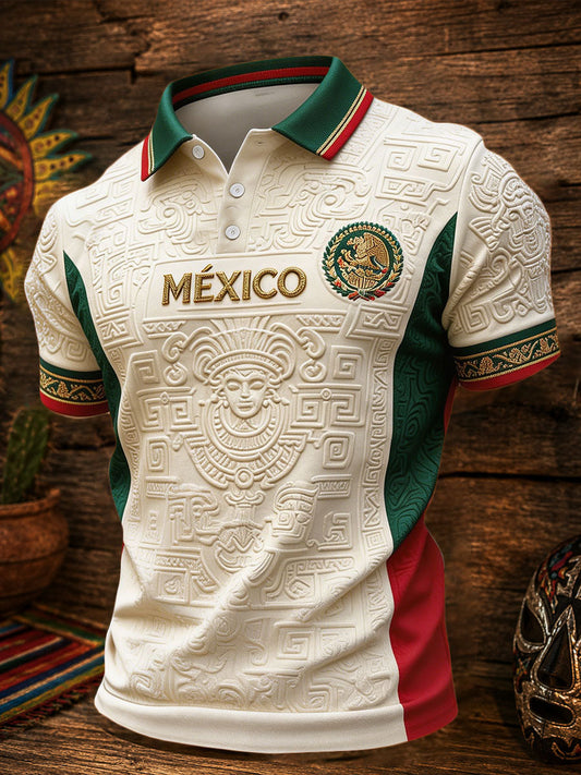 Haut décontracté pour hommes imprimé motif football mexicain