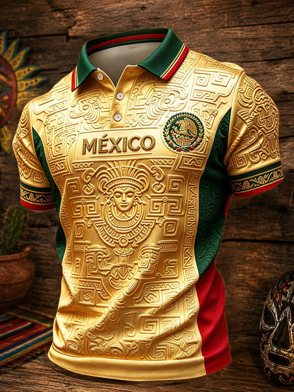 Haut décontracté pour hommes imprimé motif football mexicain