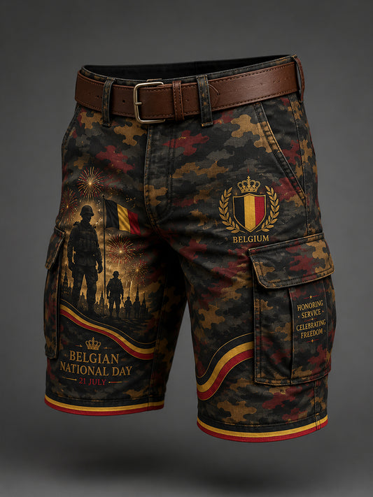 Shorts utilitaires à imprimé sur le thème de la Journée nationale pour hommes