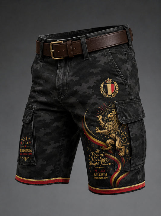 Short utilitaire imprimé fête nationale pour hommes