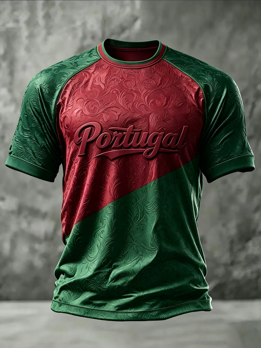 T-shirt décontracté à manches courtes pour homme, imprimé football portugais