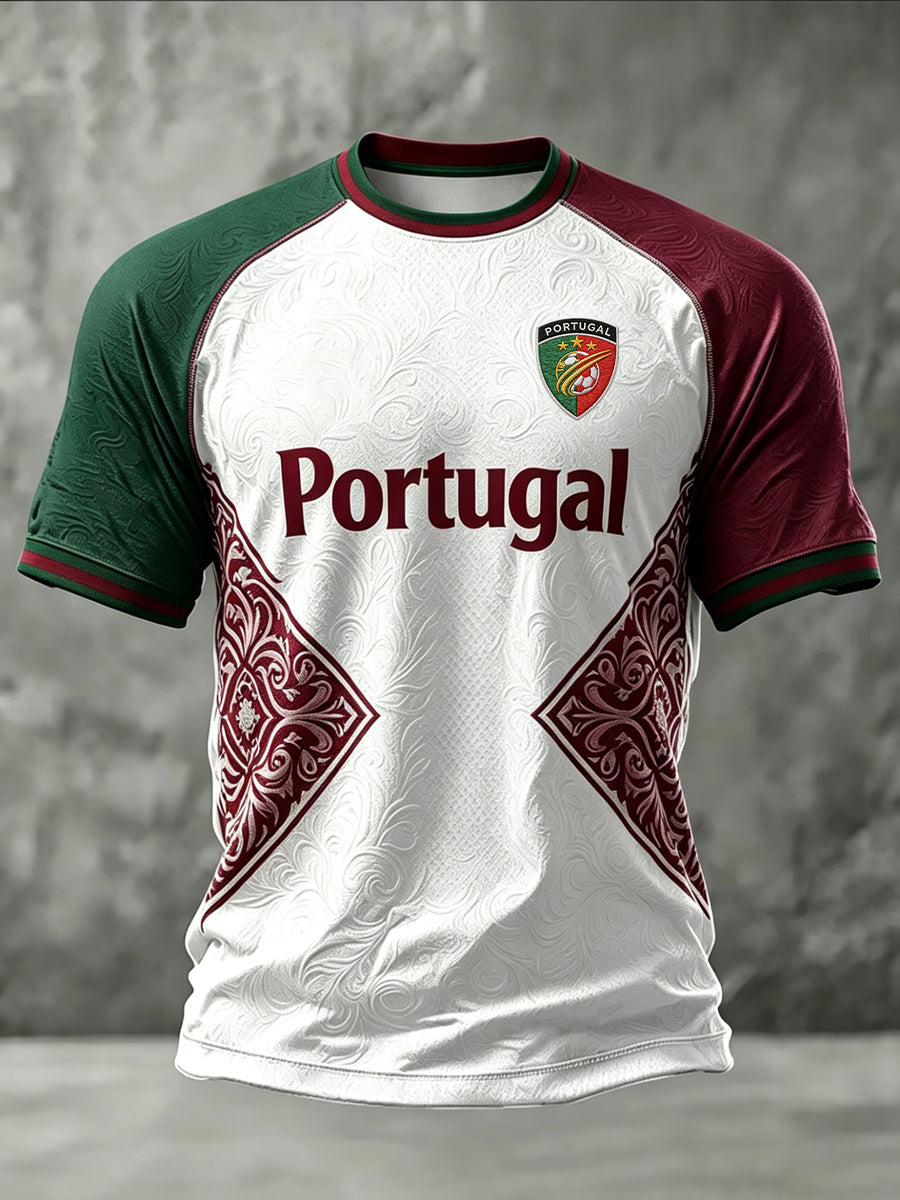T-shirt décontracté à manches courtes pour homme, imprimé football portugais