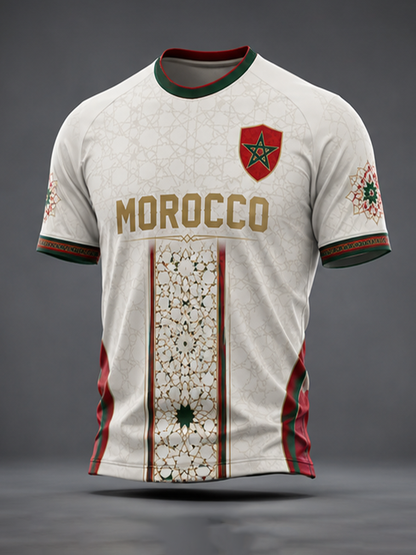 T-shirt manches courtes pour hommes, imprimé football marocain
