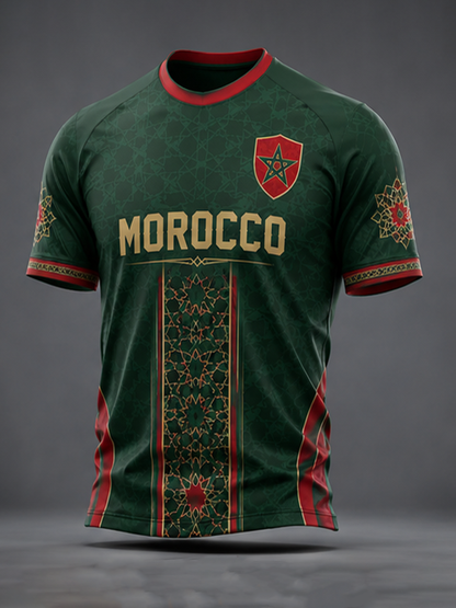 T-shirt manches courtes pour hommes, imprimé football marocain