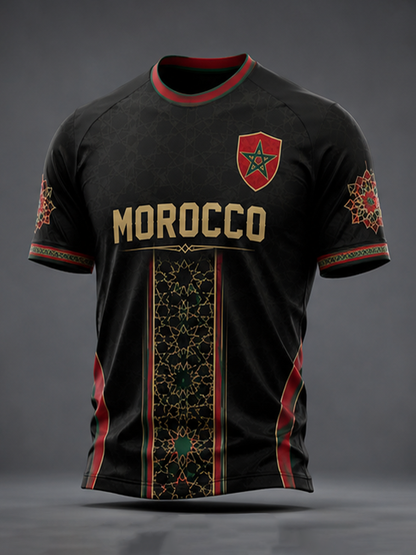 T-shirt manches courtes pour hommes, imprimé football marocain