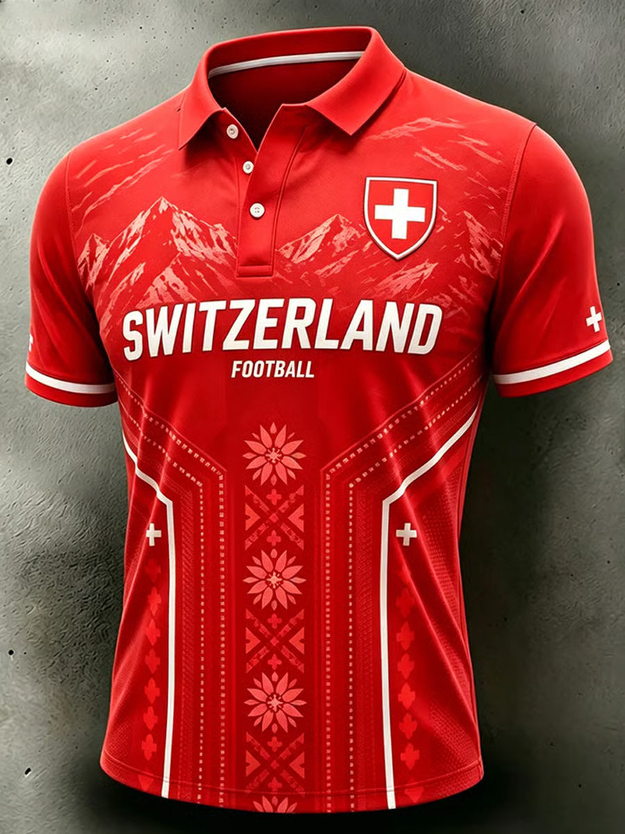 Polo artistique pour amoureux du football suisse, modèle homme