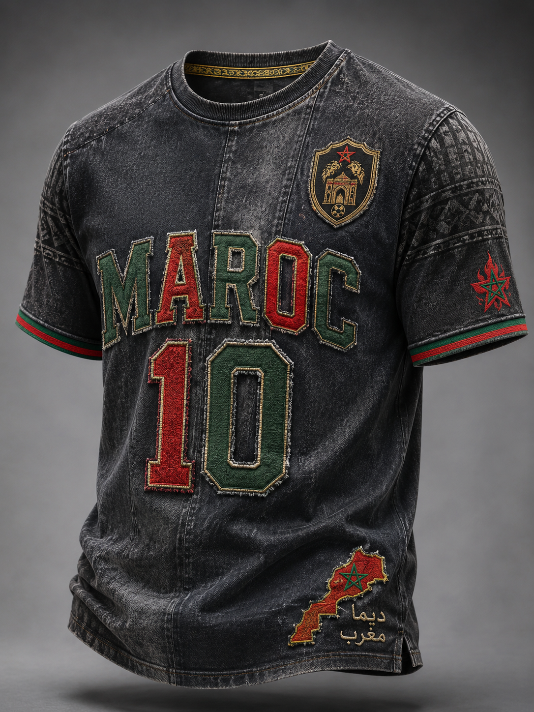 T-shirt manches courtes de football marocain pour hommes