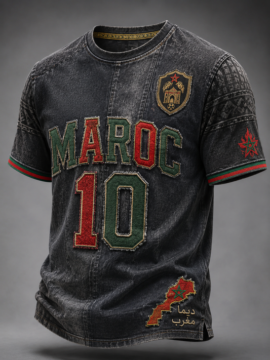 T-shirt manches courtes de football marocain pour hommes