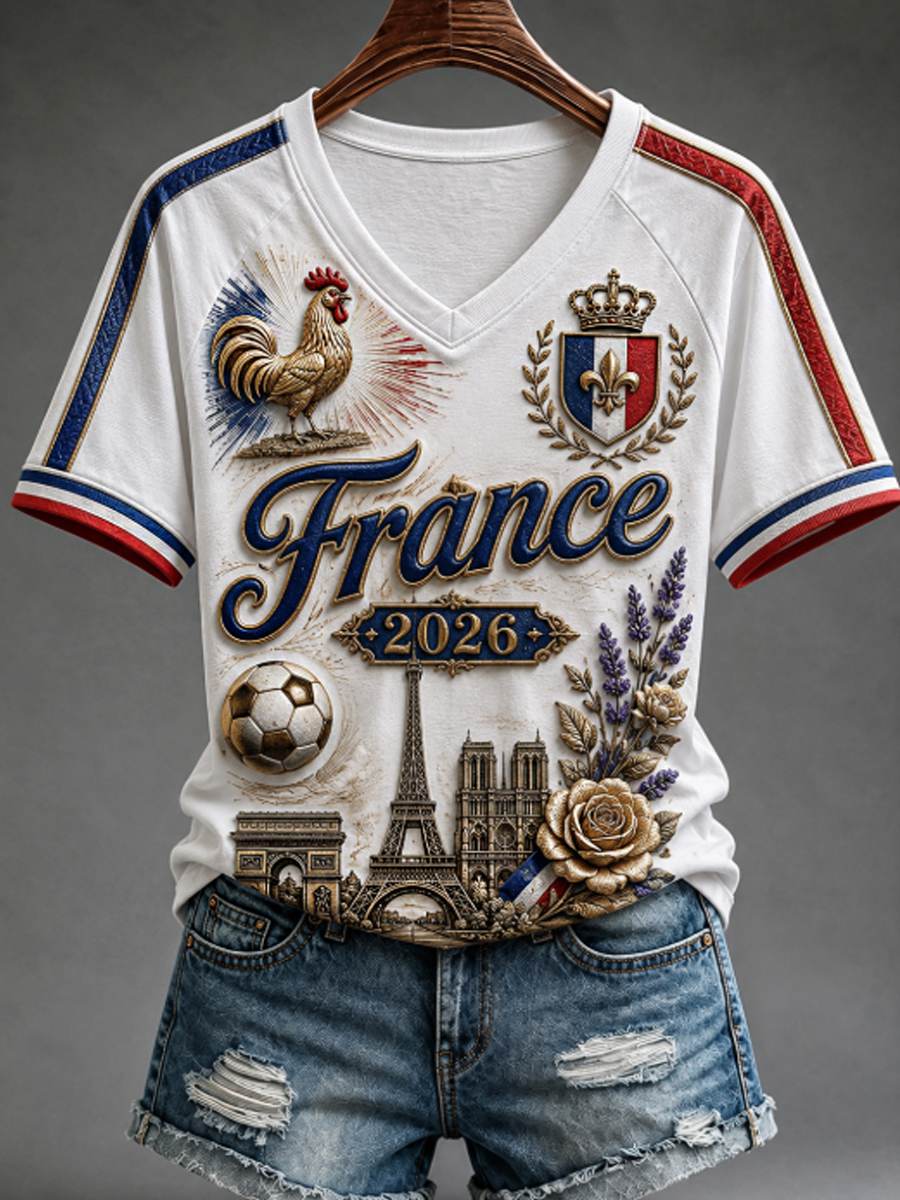 T-shirt femme à col en V et épaules dénudées, manches courtes