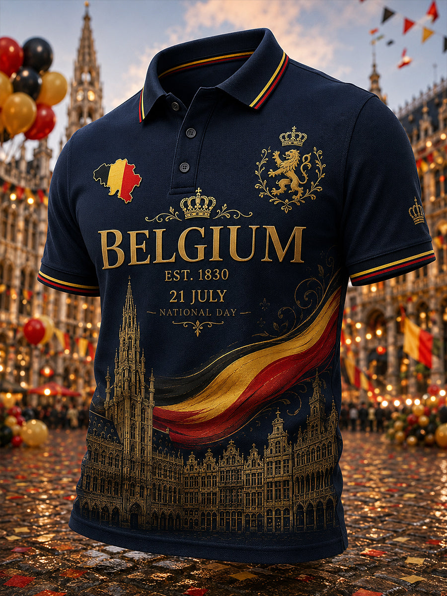 Polo Homme À Manches Courtes Imprimé Fête Nationale