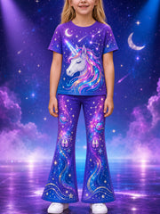 Girls' Rainbow Horse Short-Sleeve Shirt Set