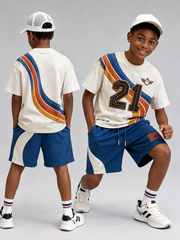 Children's Sporty Style Short-Sleeve Shirt Set