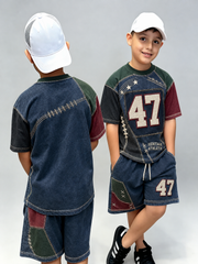 Children's Sporty Style Short-Sleeve Shirt Set