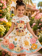 Children's Fun Animals Art Print Casual Dress