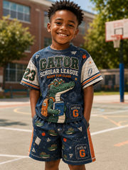 Back-To-School Season Short-Sleeve Shirt Set