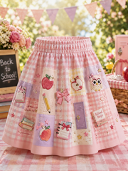 Back-To-School Season Art Printed Irregular Skirt
