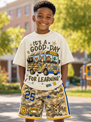 Back-To-School Season Short-Sleeve Shirt Set