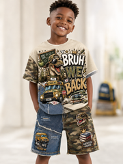 Back-To-School Season Short-Sleeve Shirt Set
