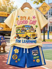 Back-To-School Season Short-Sleeve Shirt Set