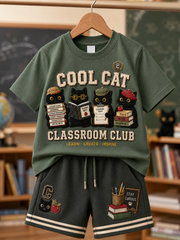 Back-To-School Season Short-Sleeve Shirt Set