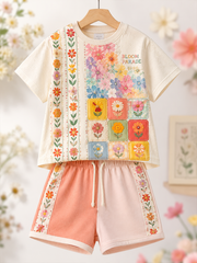 Children's Flowers Short-Sleeve Shirt Set