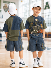 Back-To-School Season Short-Sleeve Shirt Set